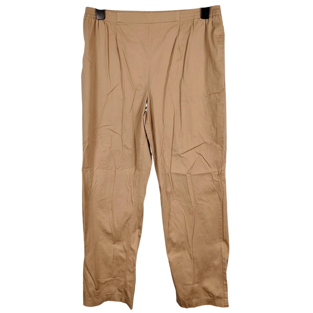 Koret Womens SZ 14 Pull On Straight Leg Pants Tan Cotton Blend Minimalist